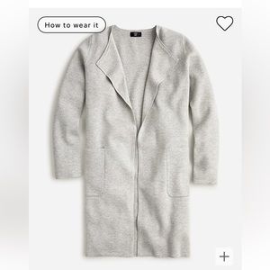 NWOT J Crew gray Juliette collarless sweater-blazer - small.